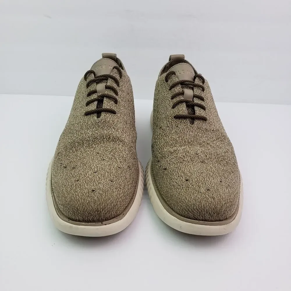 Cole Haan Grand OS Mens Size 8.5 Tan Brown Knit Formal Dress Sneaker Shoes C3544